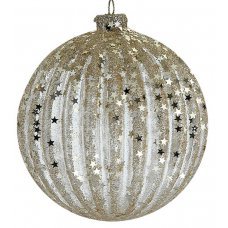 Χριστουγεννιάτικη Μπάλα Ανάγλυφη Χρυσή με Αστεράκια (8cm)